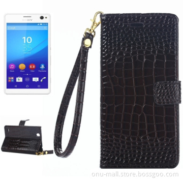 Alibaba Trade Assurance Wallet Style Leather for Sony Xperia C4 Wallet Case with Lanyard